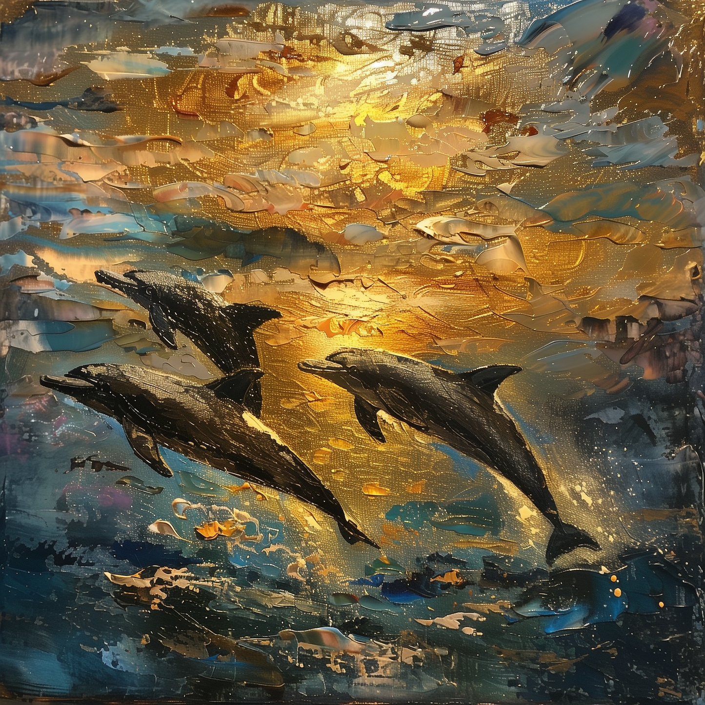 Oil Art Dolphins - Original